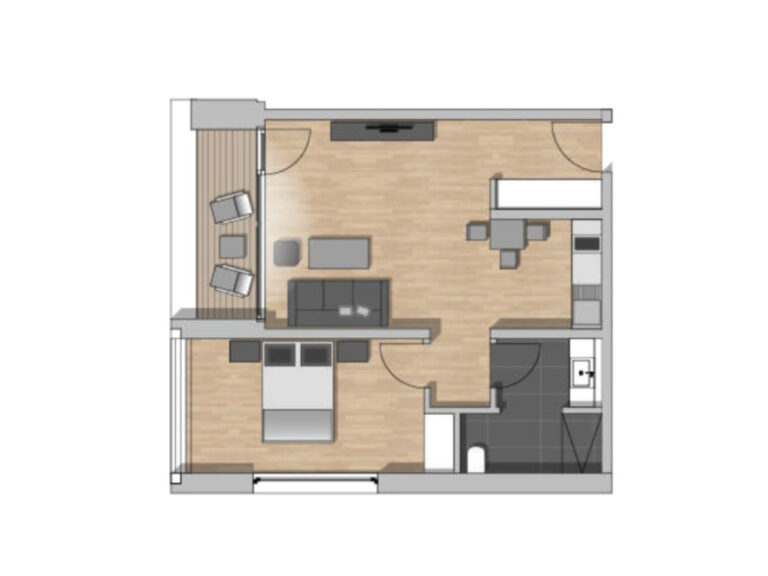 Grundriss Apartment 4 in der Hafenstraße 14.